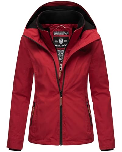 MARIKOO Designer Damen Übergangs Jacke leicht gefüttert Kapuze kurz B659 [B659-Erdbeer-Dark-Red-Gr.L] von MARIKOO