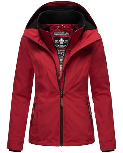 MARIKOO Designer Damen Übergangs Jacke leicht gefüttert Kapuze kurz B659 [B659-Erdbeer-Dark-Red-Gr.XXL] von MARIKOO