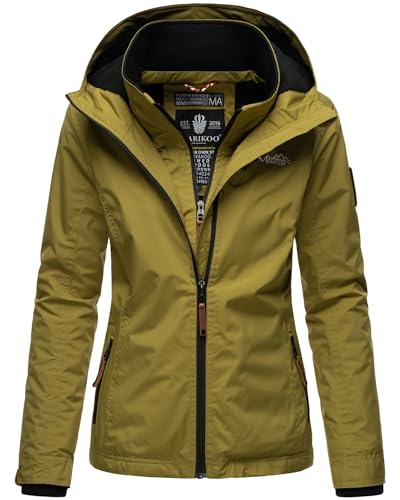 MARIKOO Designer Damen Übergangs Jacke leicht gefüttert Kapuze kurz B659 [B659-Erdbeer-Grün-Gr.XS] von MARIKOO