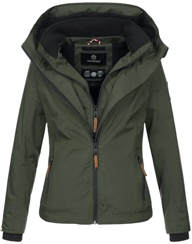 MARIKOO Designer Damen Übergangs Jacke leicht gefüttert Kapuze kurz B659 [B659-Erdbeer-Olive-Gr.M] von MARIKOO