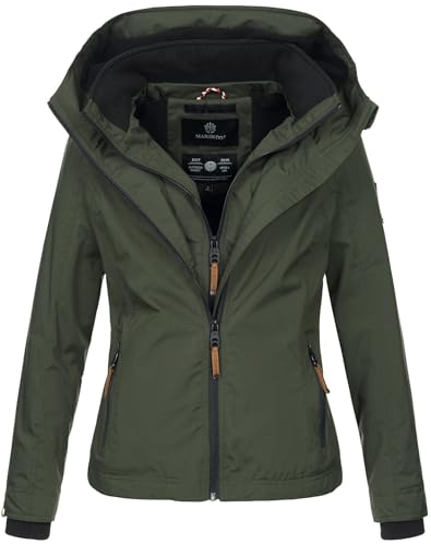 MARIKOO Designer Damen Übergangs Jacke leicht gefüttert Kapuze kurz B659 [B659-Erdbeer-Olive-Gr.S] von MARIKOO