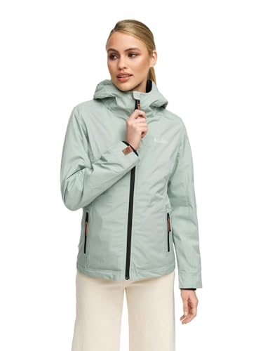 MARIKOO Designer Damen Übergangs Jacke leicht gefüttert Kapuze kurz B659 [B659-Erdbeer-Smokey-Mint-Gr.S] von MARIKOO
