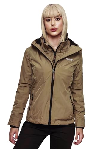 MARIKOO Designer Damen Übergangs Jacke leicht gefüttert Kapuze kurz B659 [B659-Erdbeer-Taupe-Gr.XL] von MARIKOO
