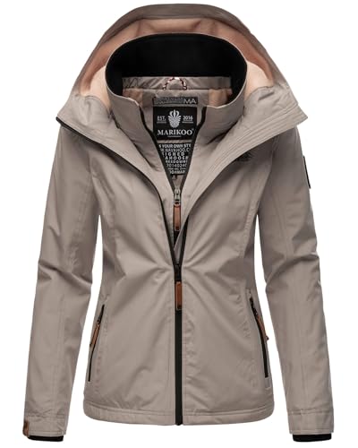 MARIKOO Designer Damen Übergangs Jacke leicht gefüttert Kapuze kurz B659 [B659-Erdbeer-Zink-Grau-Gr.XS] von MARIKOO