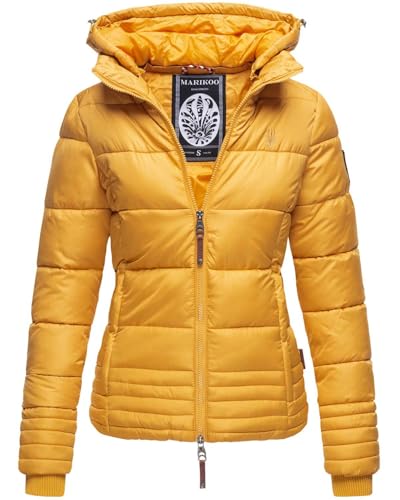 MARIKOO Designer Damen Winter Jacke Steppjacke Winterjacke Stepp gesteppt B668 [B668-Sol-Gelb-Gr.XS] von MARIKOO