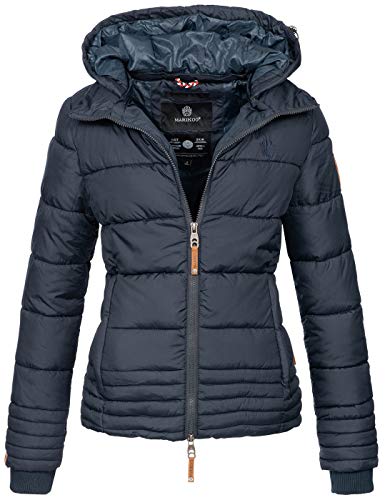 MARIKOO Designer Damen Winter Jacke Steppjacke Winterjacke Stepp gesteppt B668 [B668-Sol-Navy-Gr.M] von MARIKOO