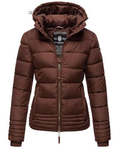 MARIKOO Designer Damen Winter Jacke Steppjacke Winterjacke Stepp gesteppt B668 [B668-Sol-Schoko-Gr.XS] von MARIKOO