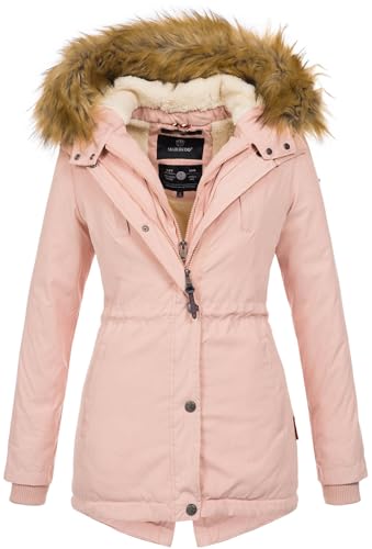 MARIKOO Designer Damen Winter Parka warme Winterjacke Mantel Jacke B601 [B601-Akira-Rosa-Gr.S] von MARIKOO