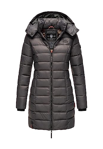 MARIKOO Herbst Winter Übergangs Steppmantel Jacke Mantel gesteppt B603 [B603-Abend-Anthrazit-Gr.L] von MARIKOO