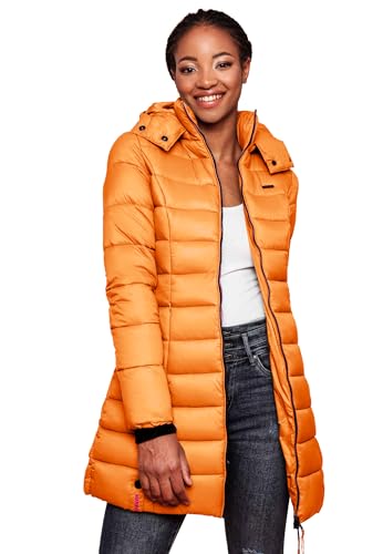 MARIKOO Herbst Winter Übergangs Steppmantel Jacke Mantel gesteppt B603 [B603-Abend-Apricot-Sorbet-Gr.S] von MARIKOO