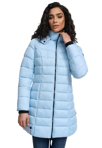 MARIKOO Herbst Winter Übergangs Steppmantel Jacke Mantel gesteppt B603 [B603-Abend-Baby-Blau-Gr.M] von MARIKOO