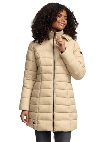 MARIKOO Herbst Winter Übergangs Steppmantel Jacke Mantel gesteppt B603 [B603-Abend-Beige-Gr.XL] von MARIKOO