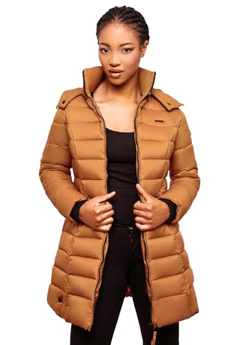 MARIKOO Herbst Winter Übergangs Steppmantel Jacke Mantel gesteppt B603 [B603-Abend-Cinnamon-Gr.XL] von MARIKOO