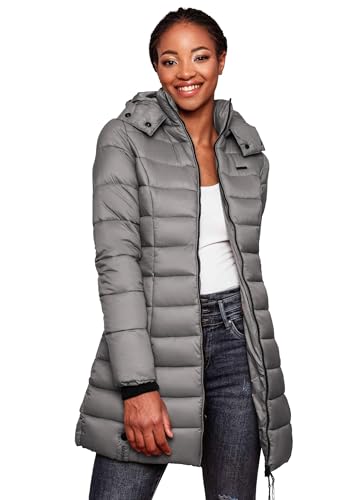 MARIKOO Herbst Winter Übergangs Steppmantel Jacke Mantel gesteppt B603 [B603-Abend-Grau-Gr.XXL] von MARIKOO
