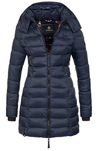MARIKOO Herbst Winter Übergangs Steppmantel Jacke Mantel gesteppt B603 [B603-Abend-Navy-Gr.XL] von MARIKOO