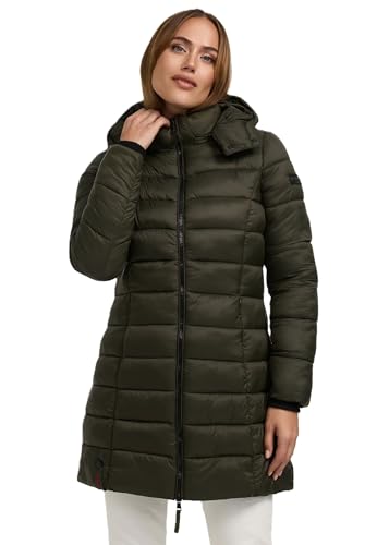MARIKOO Herbst Winter Übergangs Steppmantel Jacke Mantel gesteppt B603 [B603-Abend-Olive-Gr.5XL] von MARIKOO