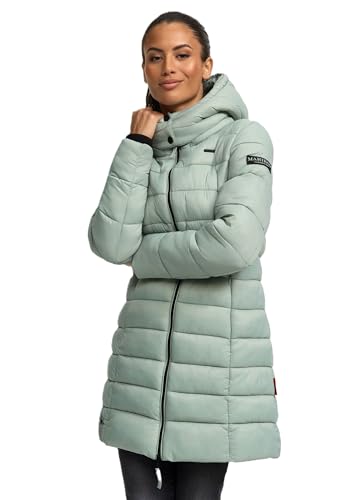 MARIKOO Herbst Winter Übergangs Steppmantel Jacke Mantel gesteppt B603 [B603-Abend-Smokey-Mint-Gr.5XL] von MARIKOO