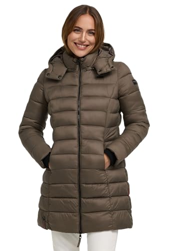 MARIKOO Herbst Winter Übergangs Steppmantel Jacke Mantel gesteppt B603 [B603-Abend-Stone-Brown-Gr.S] von MARIKOO