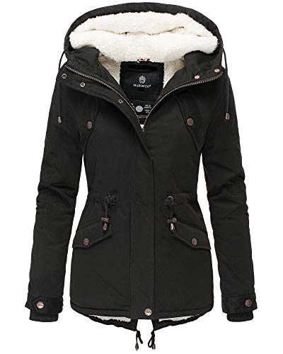 MARIKOO Manolya Damen Winter Jacke Stepp Parka Mantel Teddyfell warm gefüttert von MARIKOO