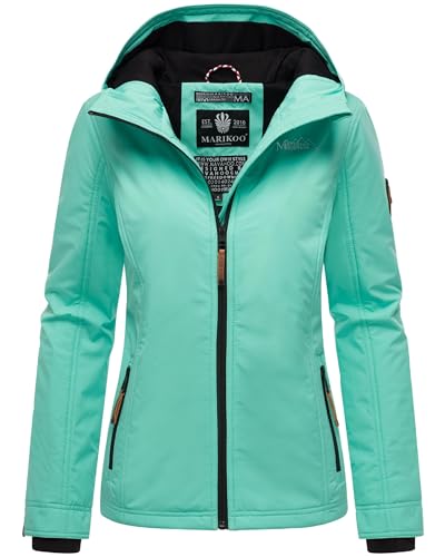 MARIKOO leicht gefütterte Damen Übergangsjacke kurz Outdoor-Jacke mit Jersey-Innenfutter und großer Kapuze Brombeere Aqua Green Gr. XXL von MARIKOO
