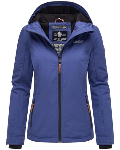 MARIKOO leicht gefütterte Damen Übergangsjacke kurz Outdoor-Jacke mit Jersey-Innenfutter und großer Kapuze Brombeere Blue Violet Gr. XL von MARIKOO