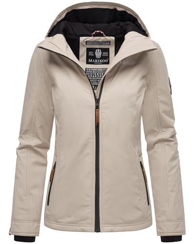 MARIKOO leicht gefütterte Damen Übergangsjacke kurz Outdoor-Jacke mit Jersey-Innenfutter und großer Kapuze Brombeere Bone Gr. M von MARIKOO
