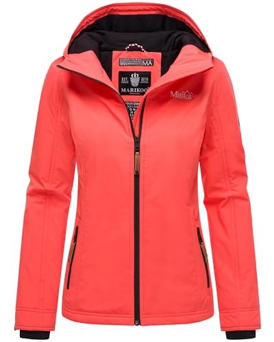 MARIKOO leicht gefütterte Damen Übergangsjacke kurz Outdoor-Jacke mit Jersey-Innenfutter und großer Kapuze Brombeere Coral Pink Gr. S von MARIKOO
