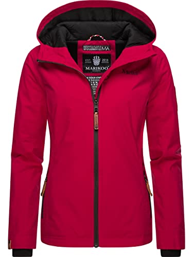 MARIKOO leicht gefütterte Damen Übergangsjacke kurz Outdoor-Jacke mit Jersey-Innenfutter und großer Kapuze Brombeere Fuchsia Gr. L von MARIKOO