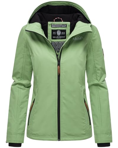 MARIKOO leicht gefütterte Damen Übergangsjacke kurz Outdoor-Jacke mit Jersey-Innenfutter und großer Kapuze Brombeere Green Gr. M von MARIKOO
