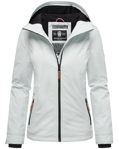 MARIKOO leicht gefütterte Damen Übergangsjacke kurz Outdoor-Jacke mit Jersey-Innenfutter und großer Kapuze Brombeere Ice Blue Gr. XXL von MARIKOO