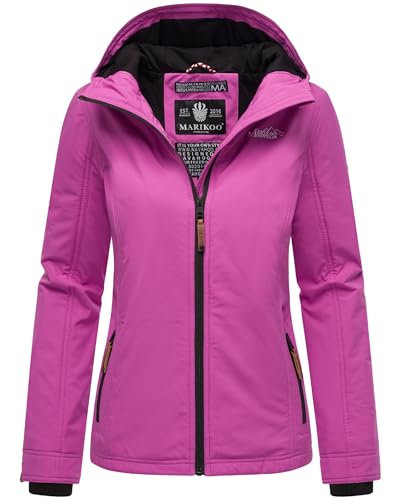 MARIKOO leicht gefütterte Damen Übergangsjacke kurz Outdoor-Jacke mit Jersey-Innenfutter und großer Kapuze Brombeere Lilac Lily Gr. M von MARIKOO