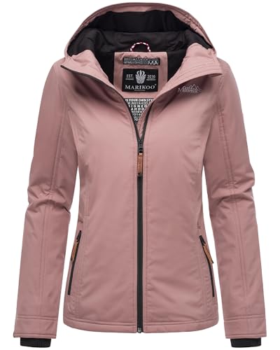 MARIKOO leicht gefütterte Damen Übergangsjacke kurz Outdoor-Jacke mit Jersey-Innenfutter und großer Kapuze Brombeere Mauve Gr. XXL von MARIKOO