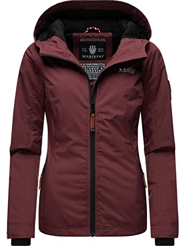 MARIKOO leicht gefütterte Damen Übergangsjacke kurz Outdoor-Jacke mit Jersey-Innenfutter und großer Kapuze Brombeere Wine Gr. 6XL von MARIKOO