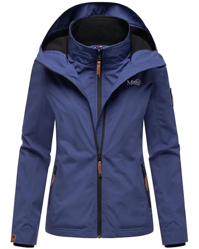 MARIKOO leicht gefütterte Damen Übergangsjacke Kurze Sommerjacke mit kuscheligem Fleece-Innenfutter und großer Kapuze Erdbeere Blue Violet Gr. XXL von MARIKOO
