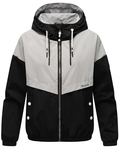MARIKOO leichte Damen Übergangsjacke Oversize Bomberjacke kurz mit Kapuze Liubkaa Black Gr. XL von MARIKOO
