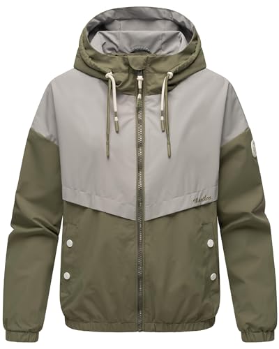 MARIKOO leichte Damen Übergangsjacke Oversize Bomberjacke kurz mit Kapuze Liubkaa Dusty Olive Gr. XS von MARIKOO