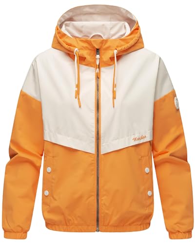 MARIKOO leichte Damen Übergangsjacke Oversize Bomberjacke kurz mit Kapuze Liubkaa Apricot Sorbet Gr. S von MARIKOO