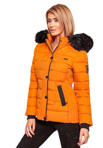 MARIKOO warme Damen Winter Jacke Steppjacke Winterjacke gesteppt Parka B391 [B391-Unique-Burnt-Orange-Gr.S] von MARIKOO