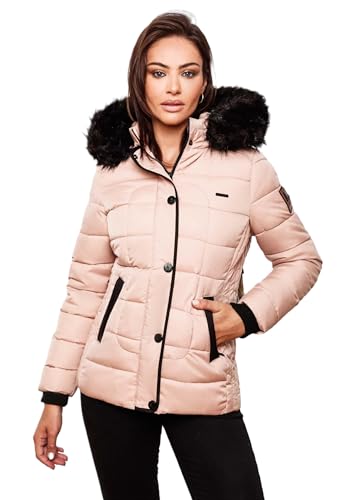 MARIKOO warme Damen Winter Jacke Steppjacke Winterjacke gesteppt Parka B391 [B391-Unique-Rosa-Gr.S] von MARIKOO