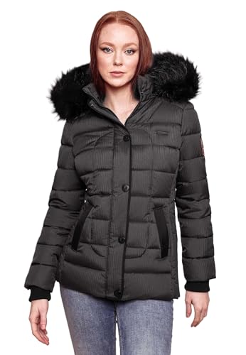 MARIKOO warme Damen Winter Jacke Steppjacke Winterjacke gesteppt Parka B391 [B391-Unique-Schwarz-Gr.XS] von MARIKOO