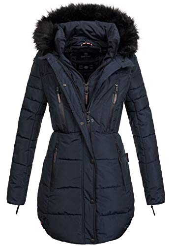 MARIKOO warme Damen Winter Jacke Winterjacke Parka Stepp Mantel lang B401 [B401-Moonshine-Blau-Gr.XL] von MARIKOO