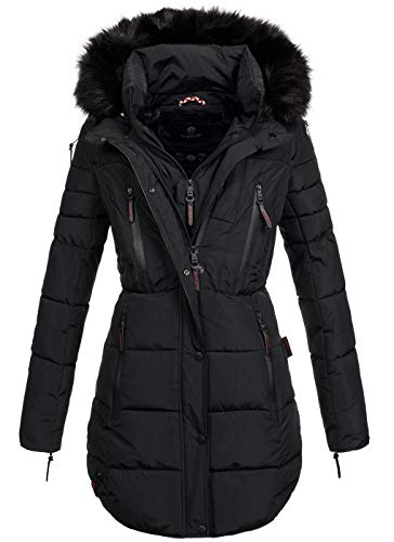 MARIKOO warme Damen Winter Jacke Winterjacke Parka Stepp Mantel lang B401 [B401-Moonshine-Schwarz-Gr.S] von MARIKOO