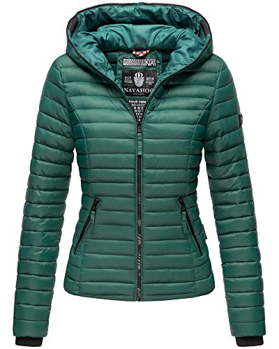 Navahoo Damen Übergangsjacke Steppjacke mit Kapuze gesteppt 11 Farben XS-XXL Kimu (Ocean Green, XL) von MARIKOO