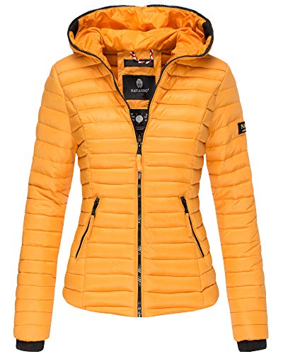 Navahoo Damen Übergangsjacke Steppjacke mit Kapuze gesteppt Farben XS-XXL Kimu (Gelb, M) von MARIKOO