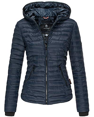 Navahoo Damen Übergangsjacke Steppjacke mit Kapuze gesteppt Farben XS-XXL Kimu (Navy, M) von MARIKOO