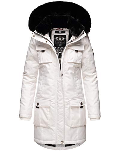 Navahoo Damen Winter Jacke Stepp Parka Mantel Winterjacke warm gefüttert Kunstpelz TINS S-XXL (Weiß, M) von MARIKOO