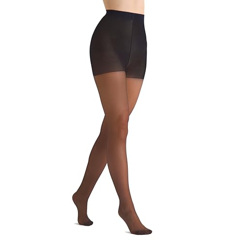 MARILYN Damen Strumpfhose 15 DEN Aktive Kühlende mit Nacktbeineffekt Transparente Fein-Strumpfhose Feine Naht Schwarz 40 L von MARILYN