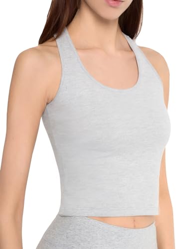 MARILYN Damen Tanktop Ärmellos Baumwolle Oberteile Frauen Unterhemden S Grau Melange von MARILYN