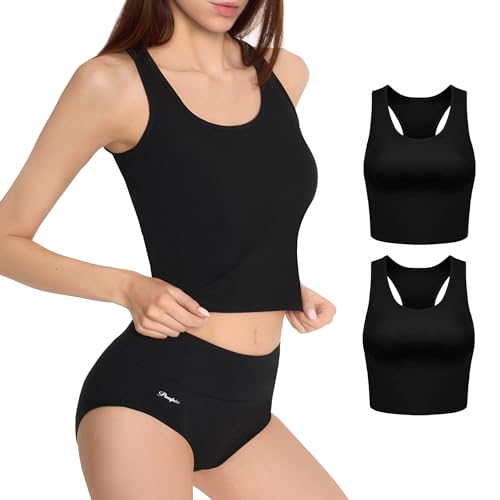 MARILYN Zweierpack Damen Tanktop Ärmellos Baumwolle Oberteile Frauen Unterhemden XL Schwarz 2-er Pack von MARILYN