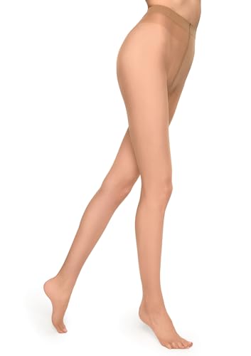 MARILYN Strumpfhose Damen 15 DEN Transparente Halbmatte Strumpfhosen (1 Paar, 40 L, Beige) von MARILYN